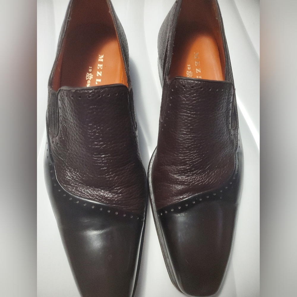 Mezlan Dark Brown Leather Slip-On Loafers